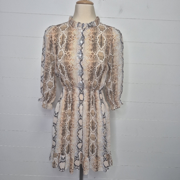 Maje Snake Print Sheer Mini Dress Size S (1) - Picture 3 of 14